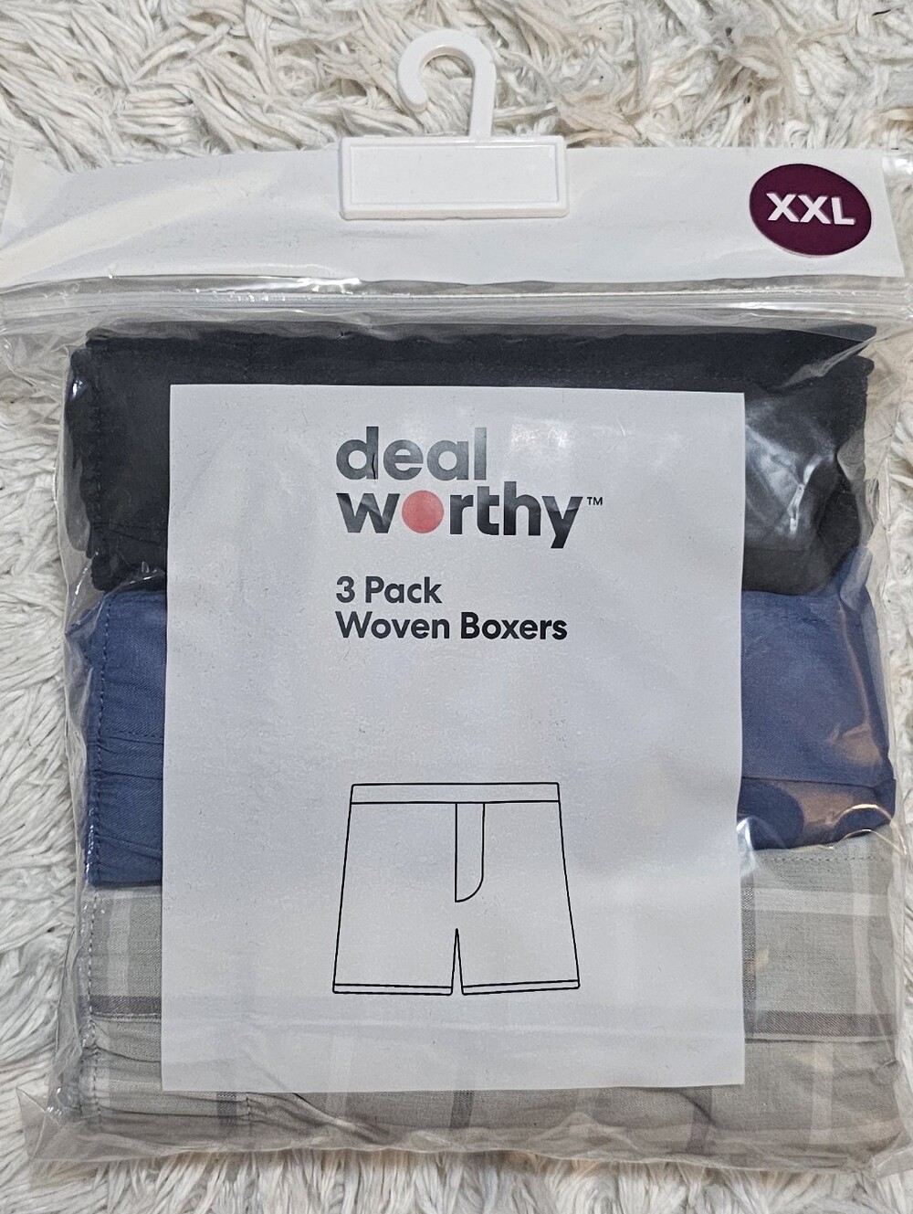 Men’s 3-Pack Woven Boxers - Black, Blue, Gray Plaid - XXL